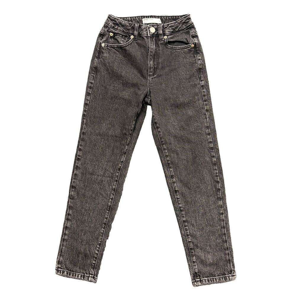 Garage Denim Mom Jeans High Rise Tapered Leg Washed Out Black Denim Size 00/23